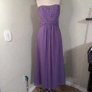 David's Bridal Prom Purple Beaded Formal Gown Dress Sz 10 Excellent Condition